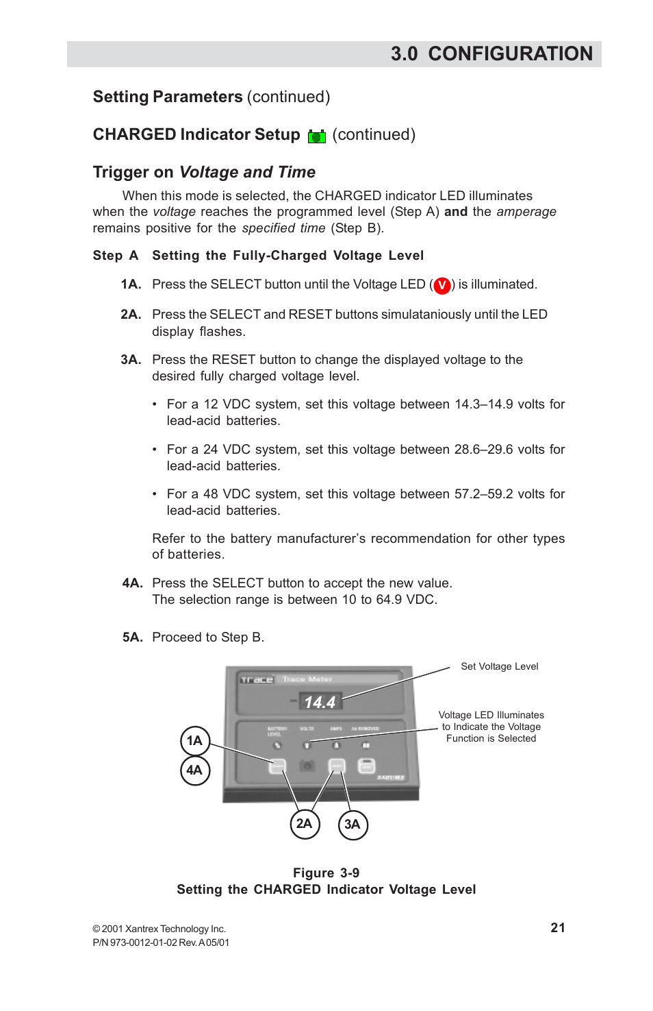 Trigger on voltage and time, 0 configuration | Xantrex Technology TM500A User Manual | Page 27 / 44