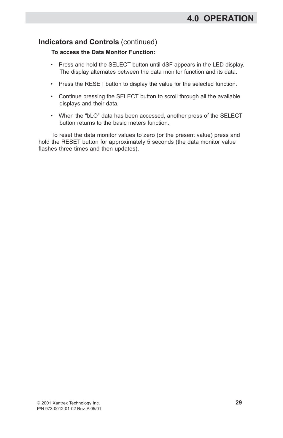 0 operation, Indicators and controls (continued) | Xantrex Technology TM500A User Manual | Page 35 / 44