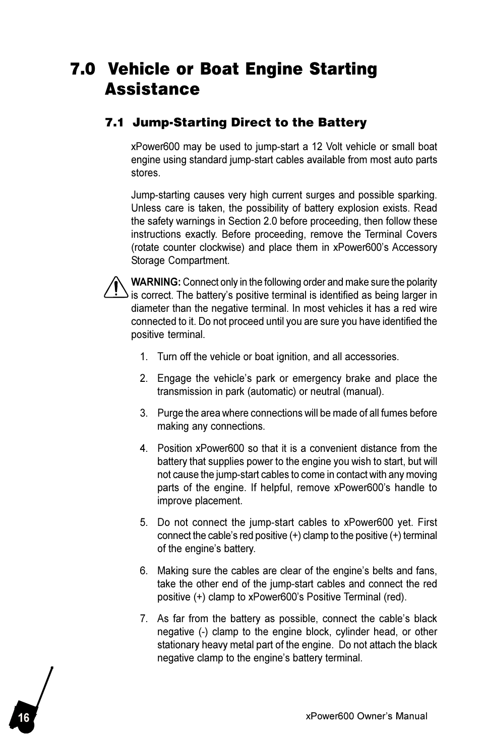 0 vehicle or boat engine starting assistance | Xantrex Technology 600 User Manual | Page 20 / 36