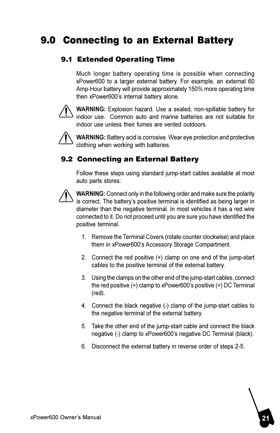 0 connecting to an external battery | Xantrex Technology 600 User Manual | Page 25 / 36