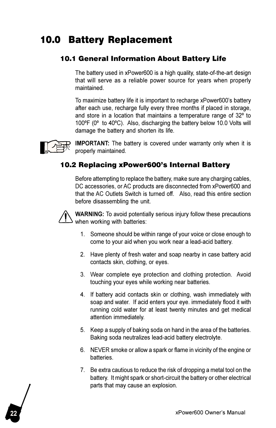 0 battery replacement | Xantrex Technology 600 User Manual | Page 26 / 36