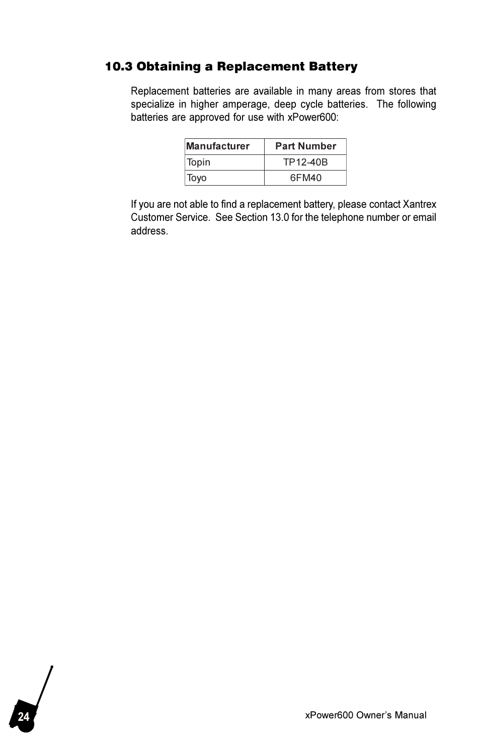3 obtaining a replacement battery | Xantrex Technology 600 User Manual | Page 28 / 36