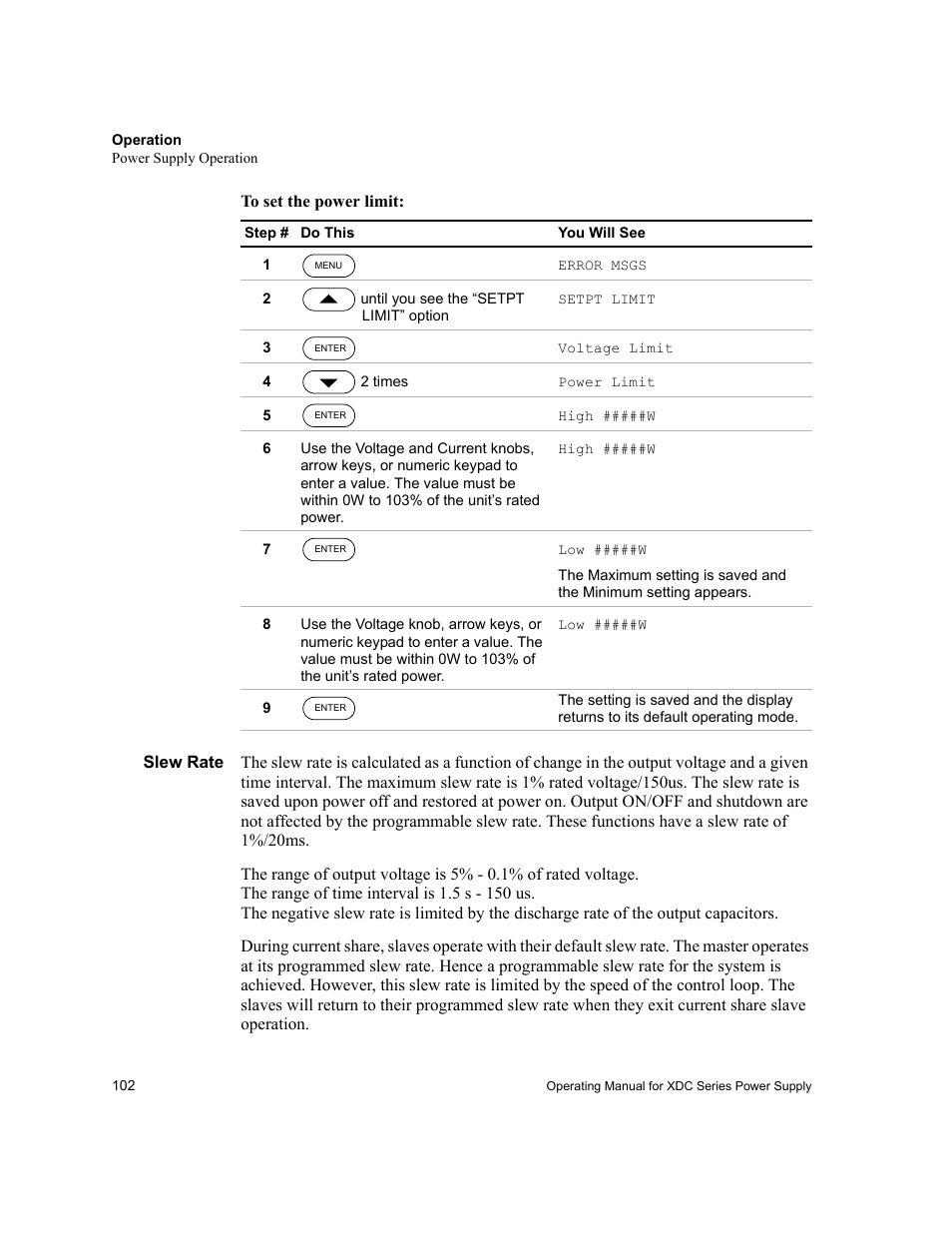 Slew rate | Xantrex Technology XDC User Manual | Page 104 / 254