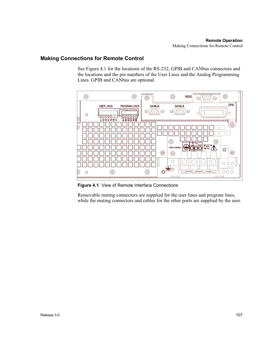 Making connections for remote control, Figure 4.1 view of remote interface connections, Figure 4.1 | View of remote interface connections, D figure 4.1 | Xantrex Technology XDC User Manual | Page 109 / 254