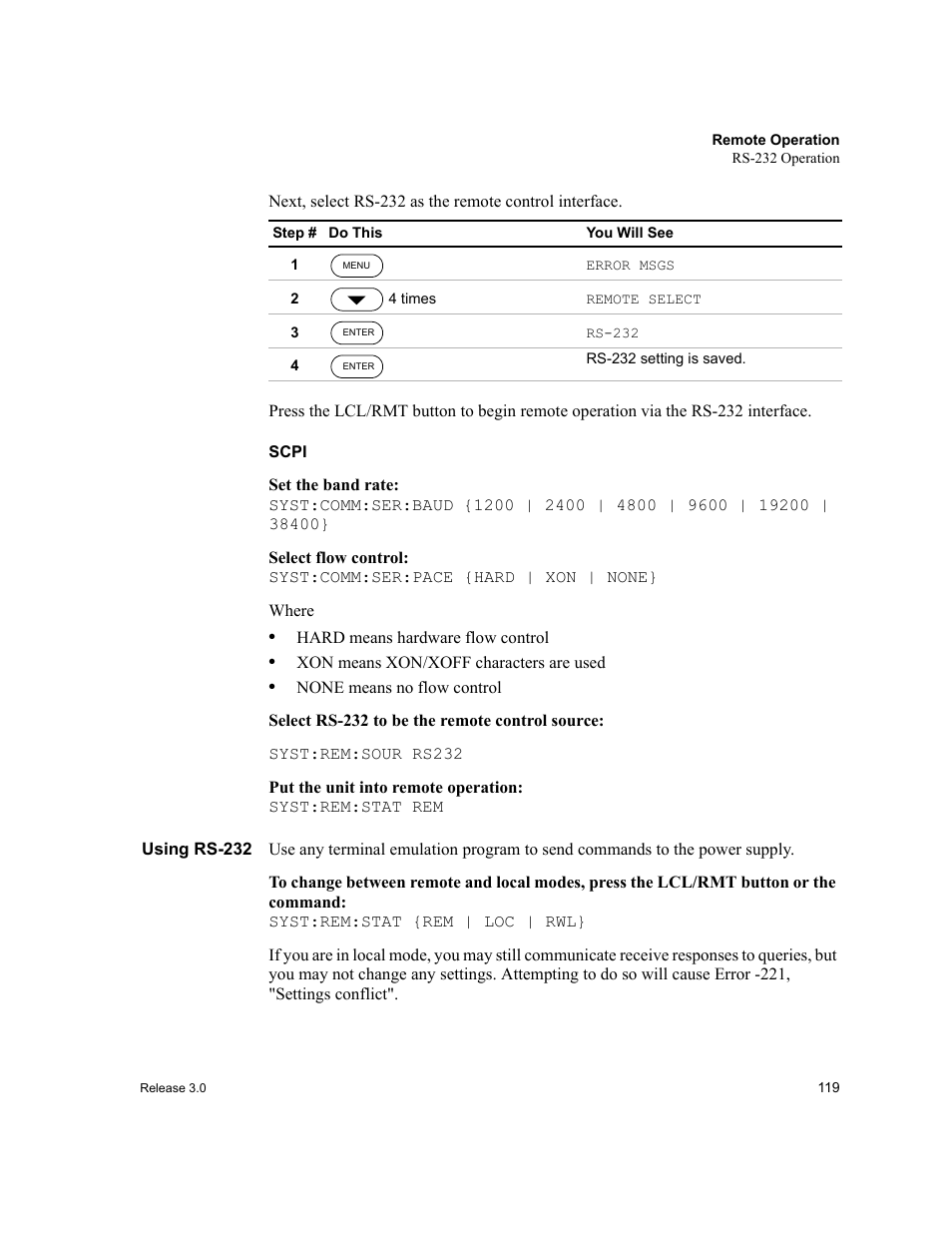 Scpi, Using rs-232 | Xantrex Technology XDC User Manual | Page 121 / 254