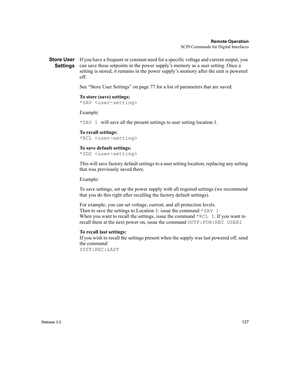 Store user settings | Xantrex Technology XDC User Manual | Page 129 / 254