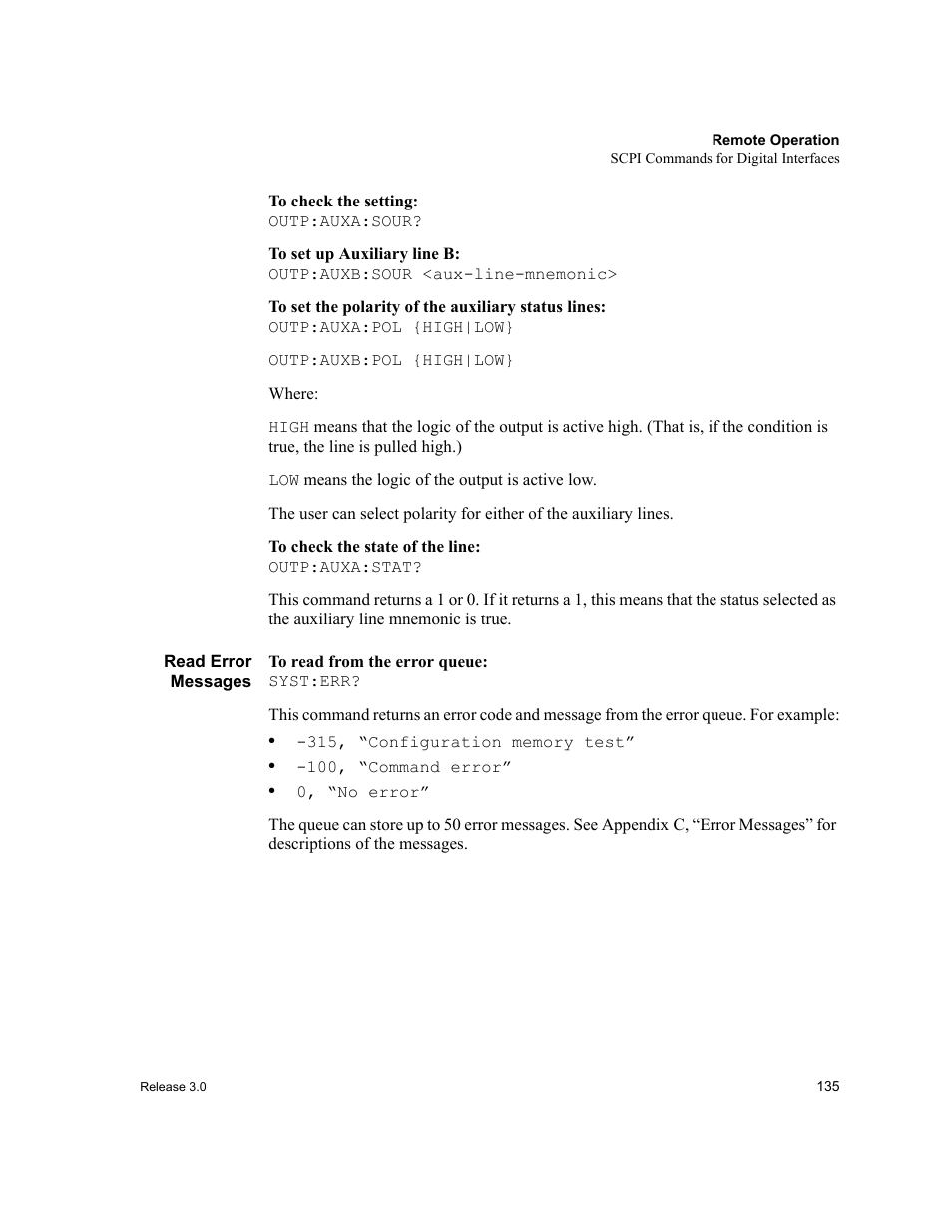 Read error messages | Xantrex Technology XDC User Manual | Page 137 / 254