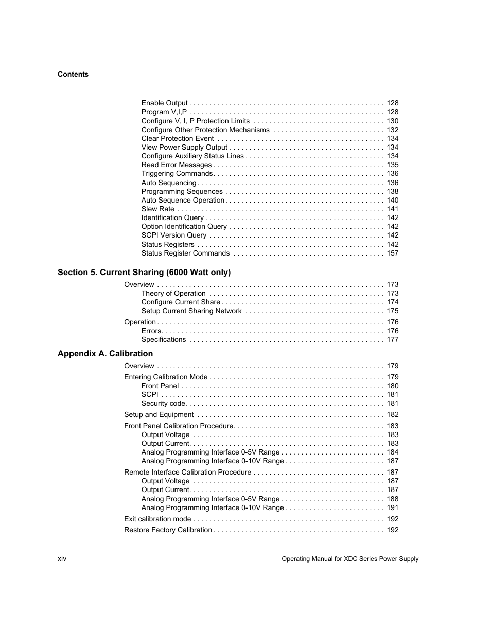 Section 5. current sharing (6000watt only), Appendixa. calibration | Xantrex Technology XDC User Manual | Page 16 / 254