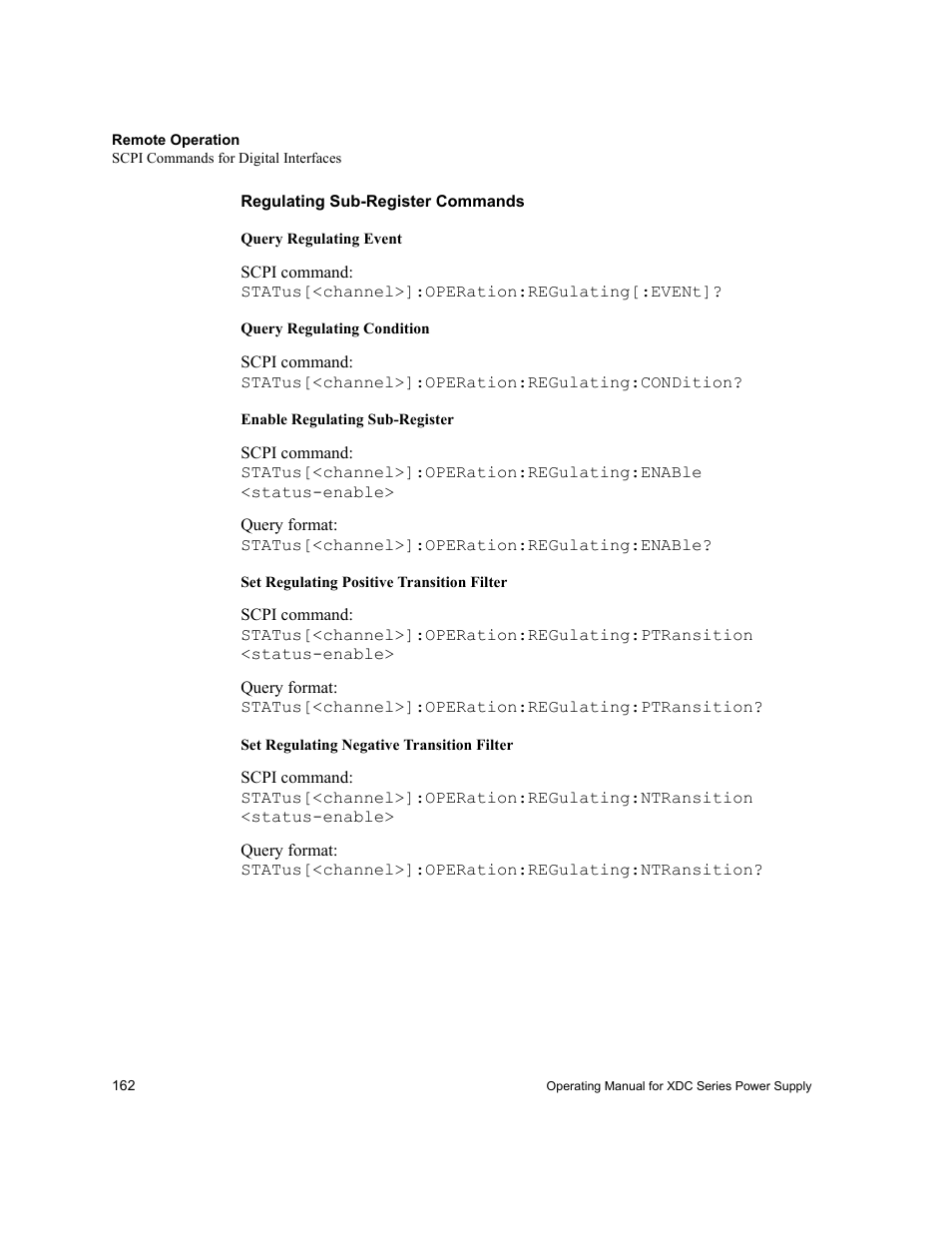 Regulating sub-register commands | Xantrex Technology XDC User Manual | Page 164 / 254