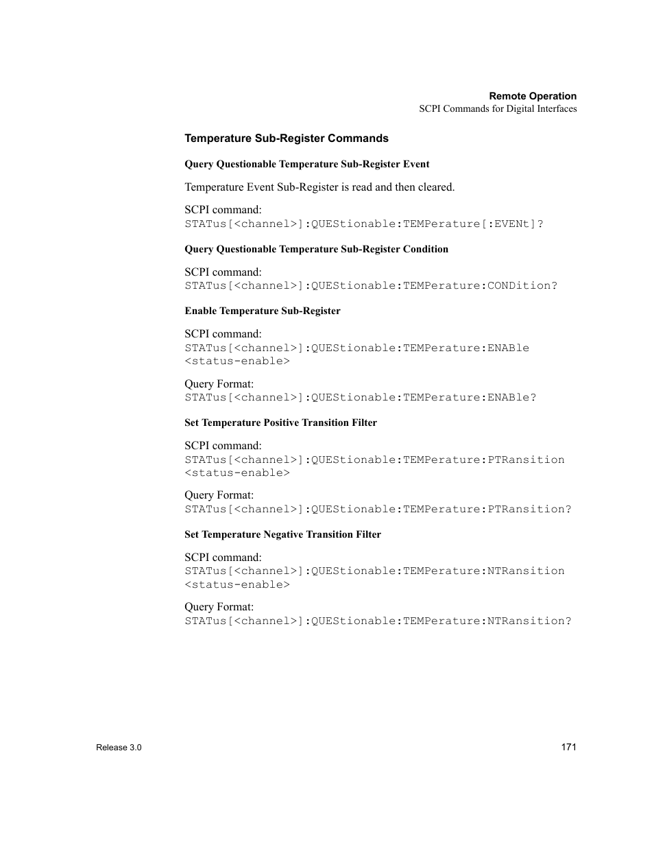 Temperature sub-register commands | Xantrex Technology XDC User Manual | Page 173 / 254