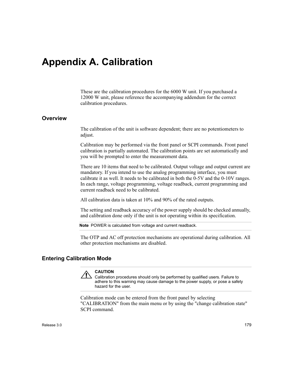 Appendixa. calibration, Overview, Note | Entering calibration mode, Appendix a. calibration, Overview entering calibration mode, Appendix , “.”.) | Xantrex Technology XDC User Manual | Page 181 / 254
