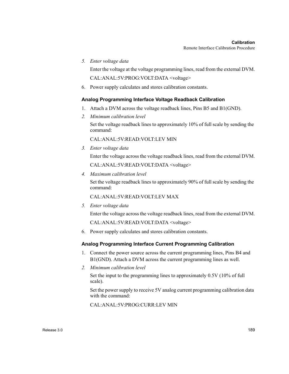 Enter voltage data, Minimum calibration level, Maximum calibration level | Xantrex Technology XDC User Manual | Page 191 / 254