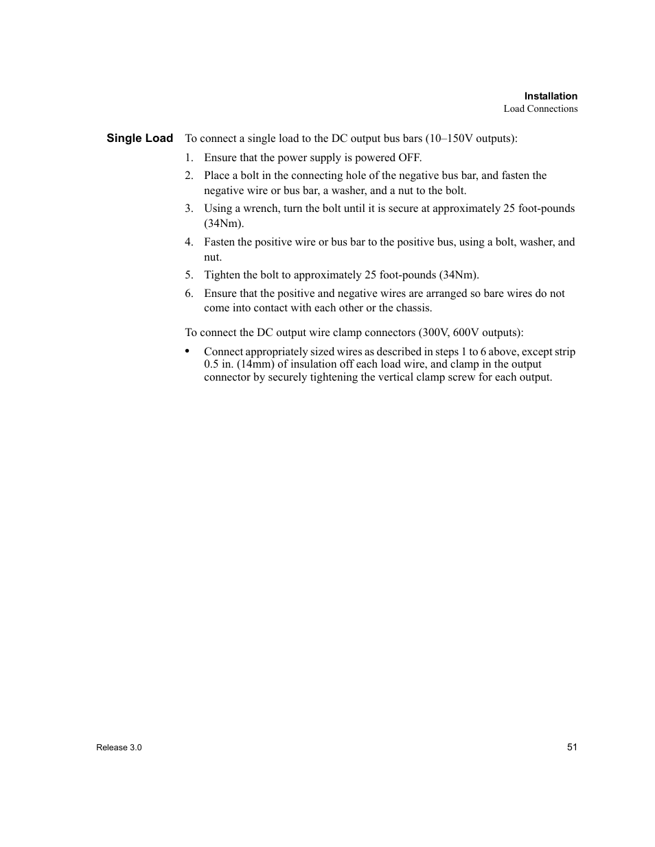 Single load, Ensure that the power supply is powered off | Xantrex Technology XDC User Manual | Page 53 / 254