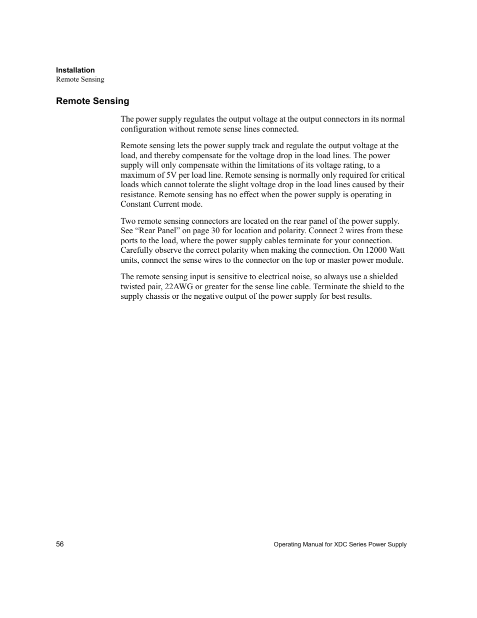 Remote sensing | Xantrex Technology XDC User Manual | Page 58 / 254