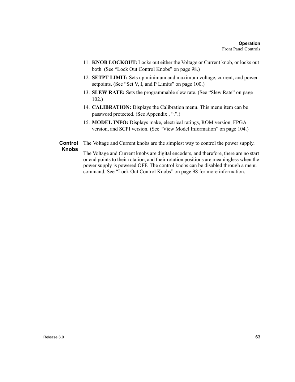 Control knobs | Xantrex Technology XDC User Manual | Page 65 / 254