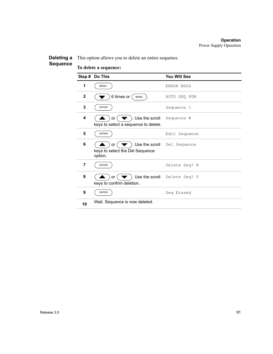 Deleting a sequence | Xantrex Technology XDC User Manual | Page 93 / 254