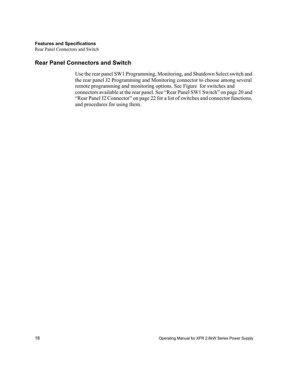 Rear panel connectors and switch | Xantrex Technology XFR 2800 User Manual | Page 20 / 90