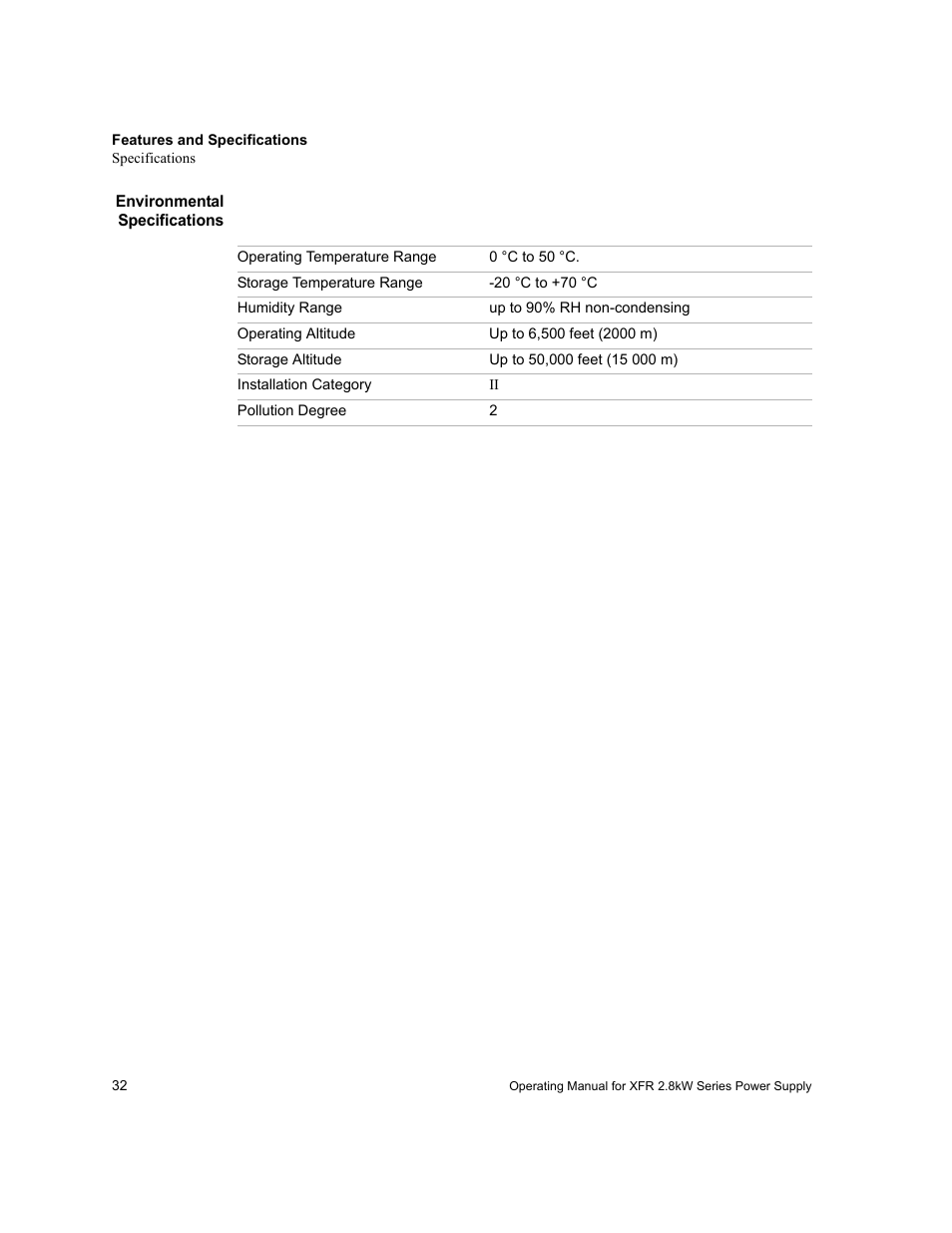 Environmental specifications | Xantrex Technology XFR 2800 User Manual | Page 34 / 90