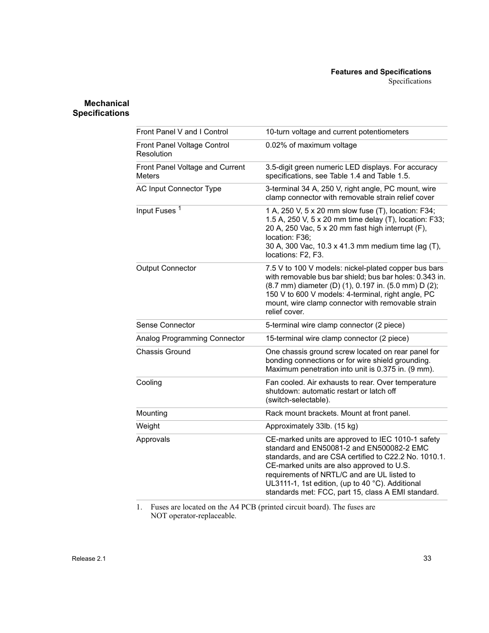 Mechanical specifications | Xantrex Technology XFR 2800 User Manual | Page 35 / 90