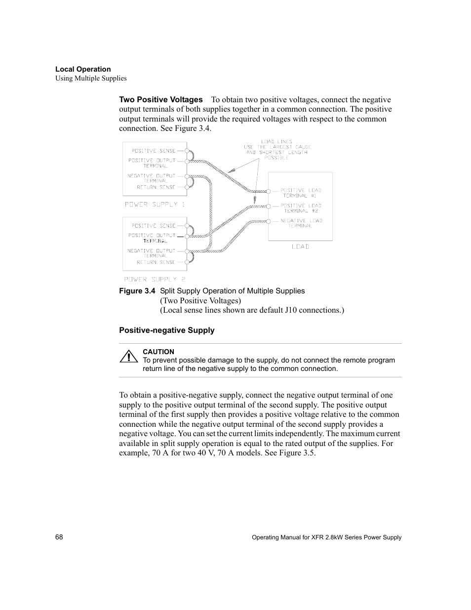 Two positive voltages, Positivenegative supply, Figure 3.4 | Split supply operation of multiple supplies | Xantrex Technology XFR 2800 User Manual | Page 70 / 90