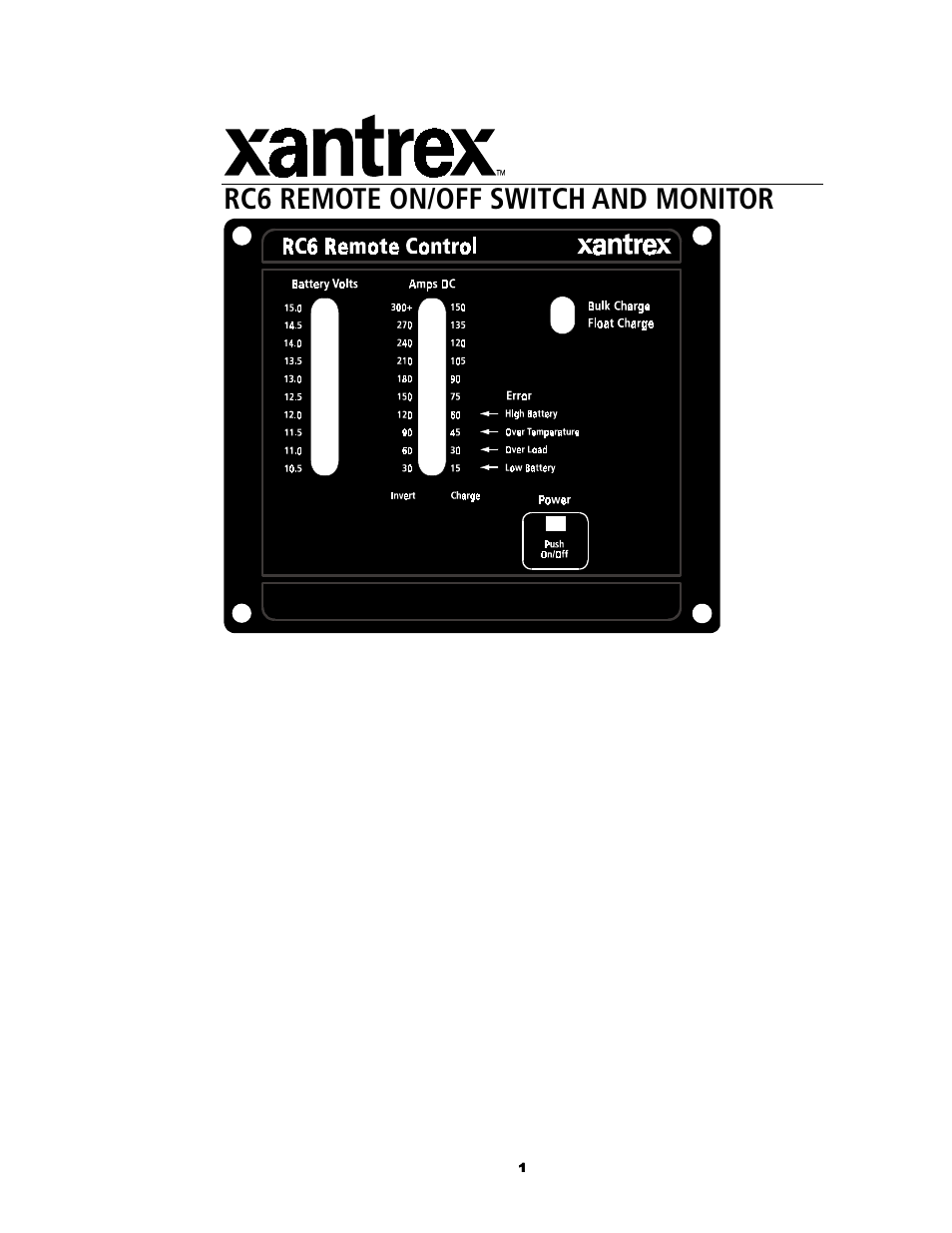 Rc6 remote on/off switch and monitor | Xantrex Technology RC6 User Manual | Page 2 / 16