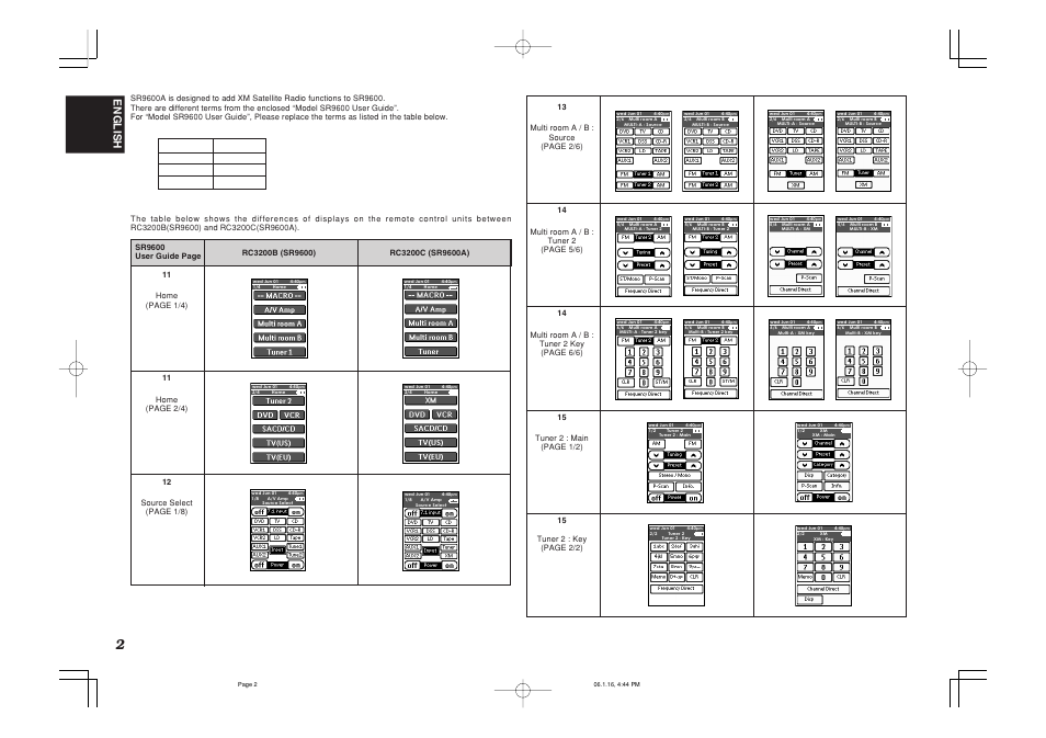 English | XM Satellite Radio SR9600A User Manual | Page 2 / 6