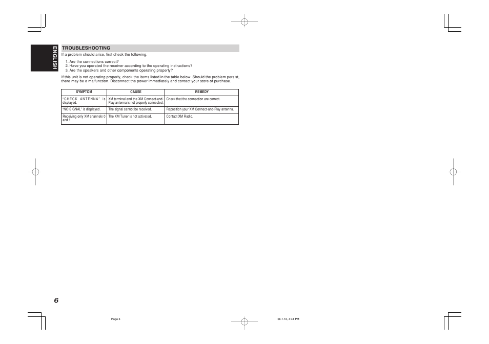 XM Satellite Radio SR9600A User Manual | Page 6 / 6