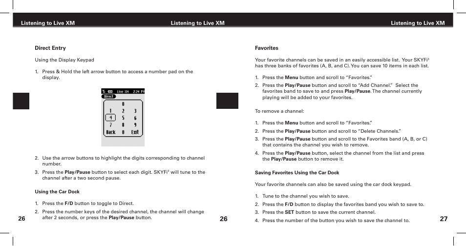 XM Satellite Radio Satellite Radio Digital Audio Player User Manual | Page 15 / 38