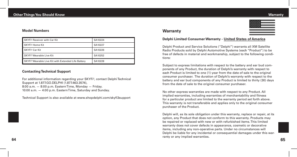 Warranty | XM Satellite Radio Satellite Radio Digital Audio Player User Manual | Page 34 / 38