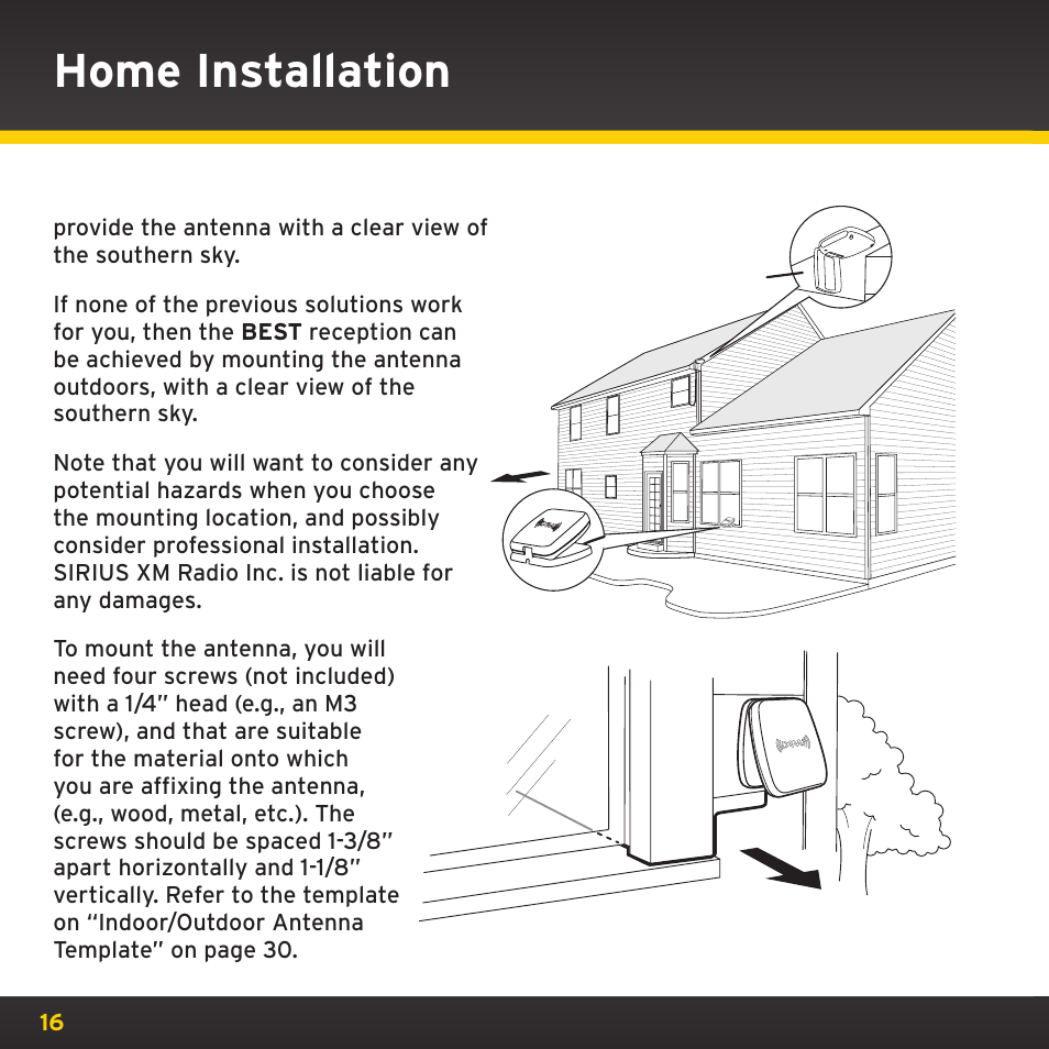 Home installation | XM Satellite Radio XHD2KUG0809 User Manual | Page 16 / 32