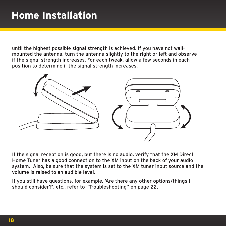Home installation | XM Satellite Radio XHD2KUG0809 User Manual | Page 18 / 32