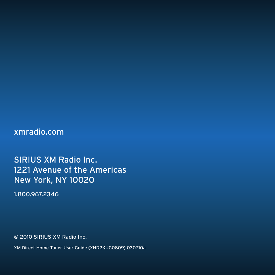 XM Satellite Radio XHD2KUG0809 User Manual | Page 32 / 32