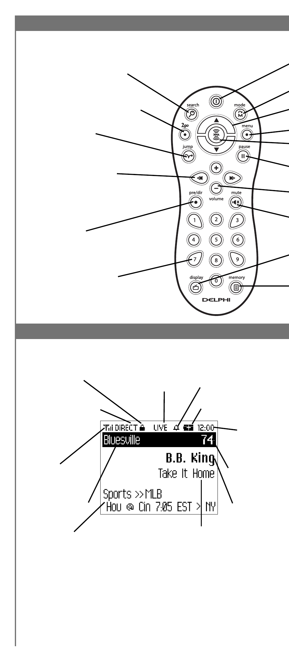 Remote control display screen | XM Satellite Radio SA10113 User Manual | Page 8 / 44