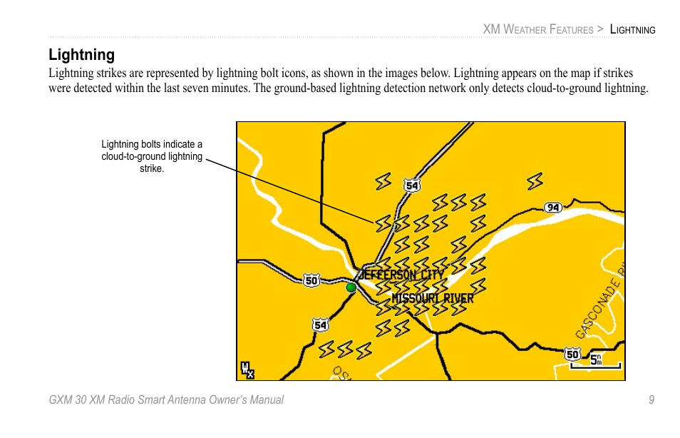 Lightning | XM Satellite Radio GXM30 User Manual | Page 15 / 48