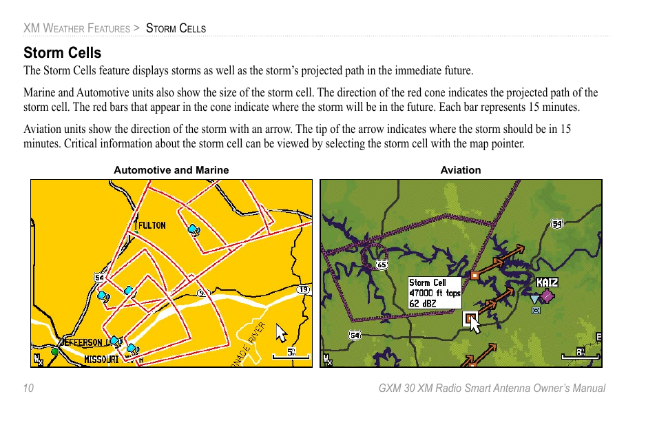 Storm cells | XM Satellite Radio GXM30 User Manual | Page 16 / 48