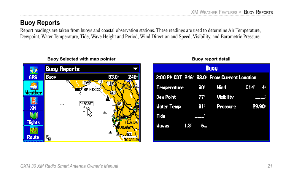 Buoy reports | XM Satellite Radio GXM30 User Manual | Page 27 / 48