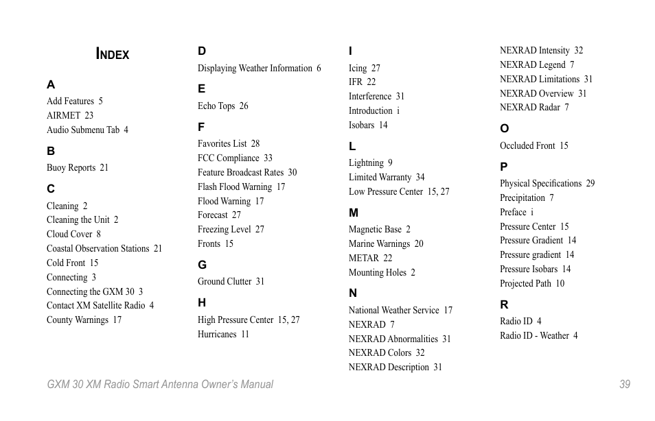XM Satellite Radio GXM30 User Manual | Page 45 / 48