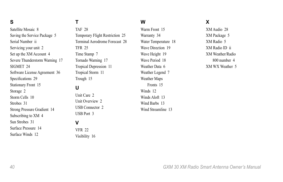 XM Satellite Radio GXM30 User Manual | Page 46 / 48
