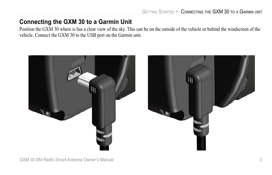Connecting the gxm 30 to a garmin unit | XM Satellite Radio GXM30 User Manual | Page 9 / 48