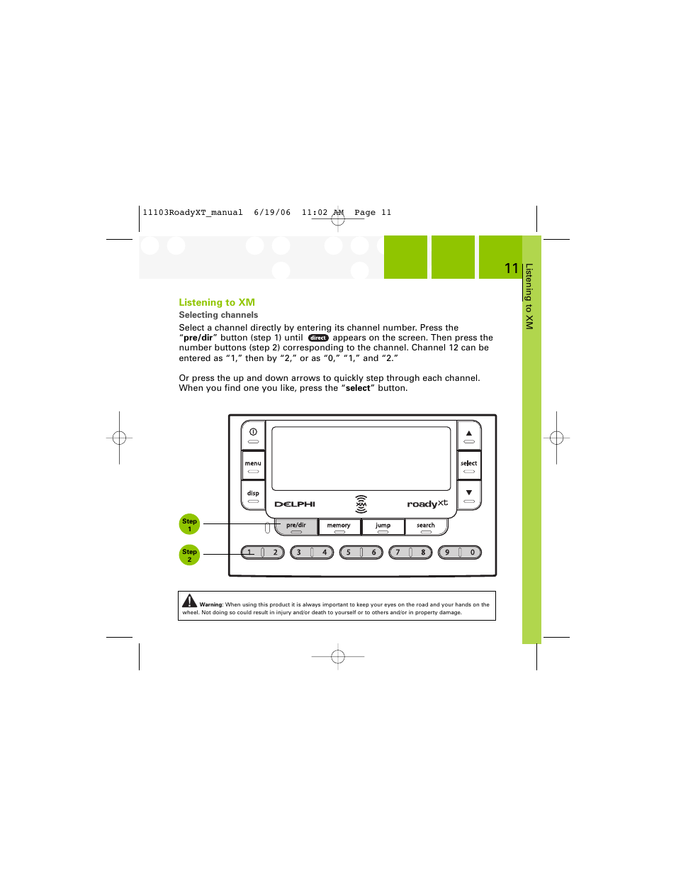 XM Satellite Radio SA10175 User Manual | Page 11 / 40
