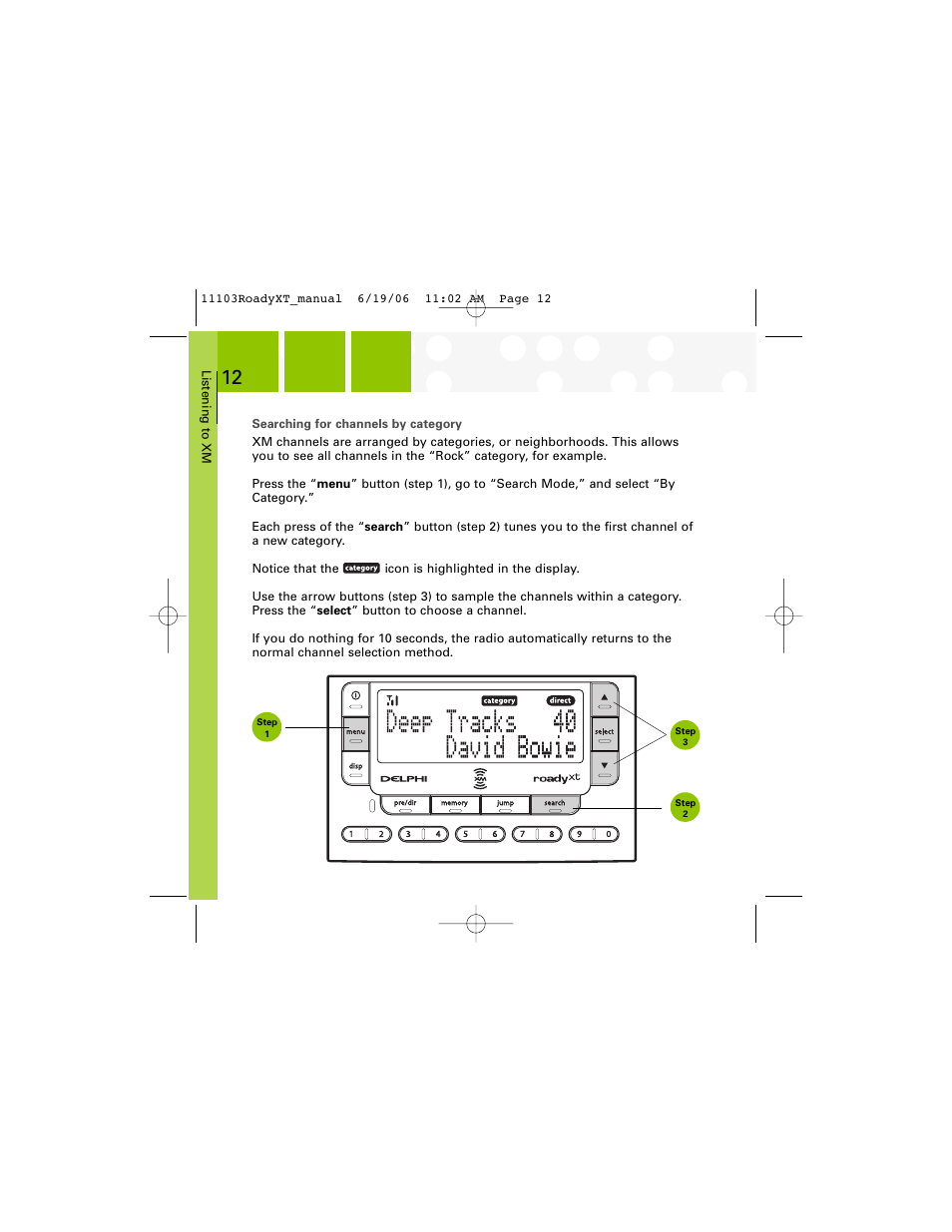 XM Satellite Radio SA10175 User Manual | Page 12 / 40