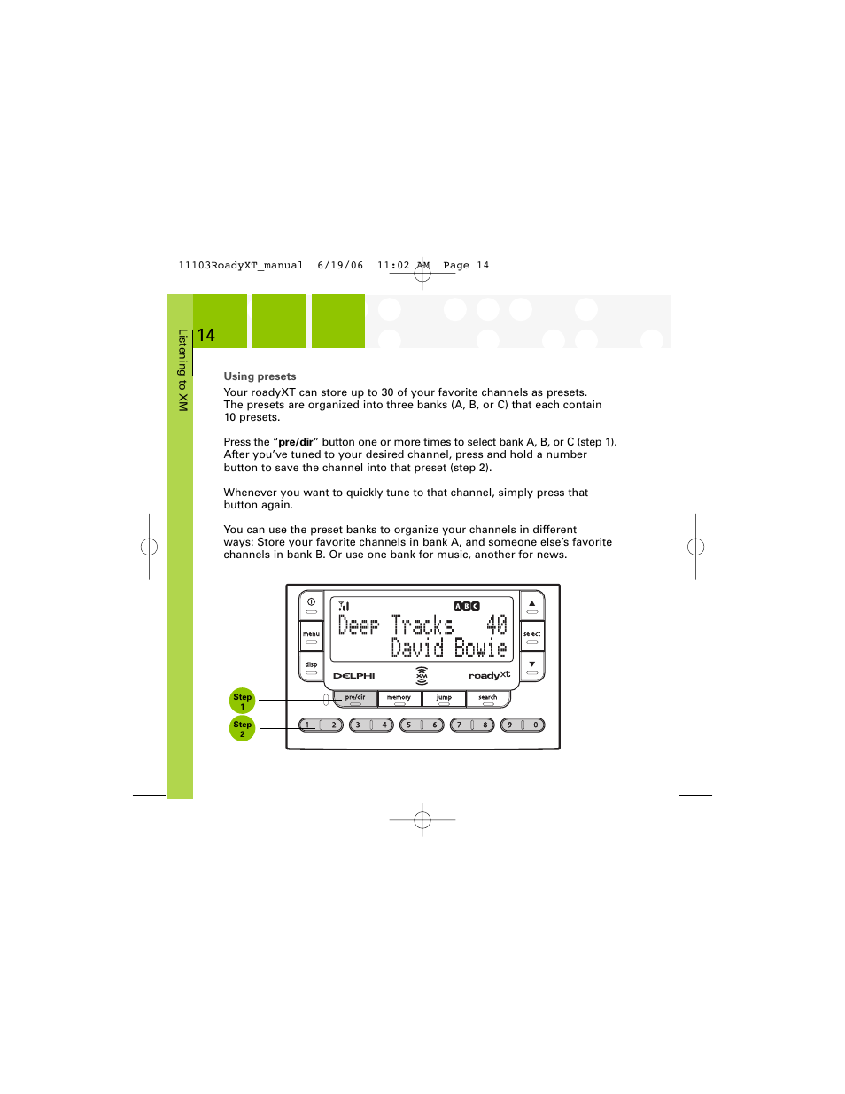 XM Satellite Radio SA10175 User Manual | Page 14 / 40