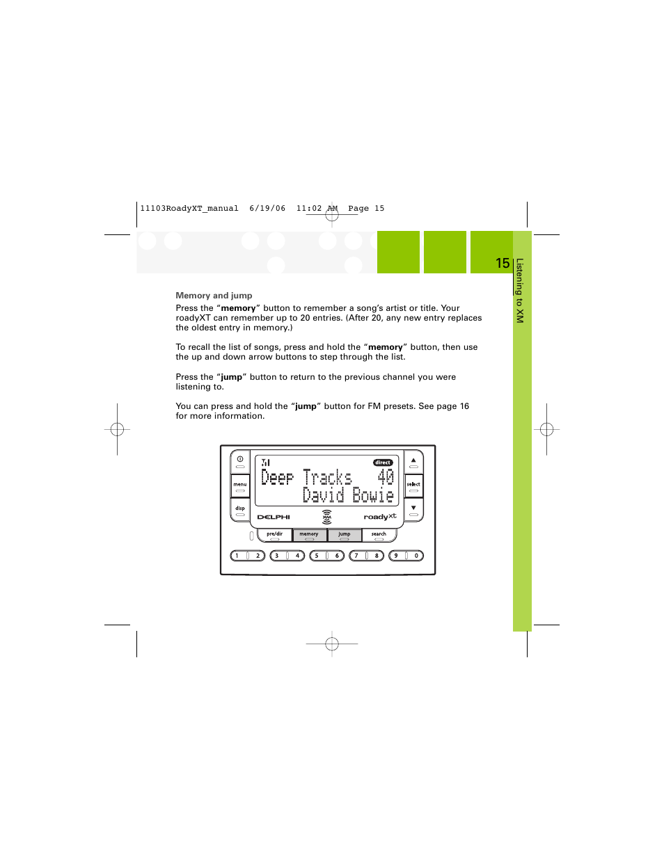 XM Satellite Radio SA10175 User Manual | Page 15 / 40