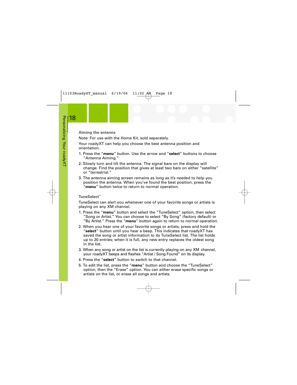 XM Satellite Radio SA10175 User Manual | Page 18 / 40