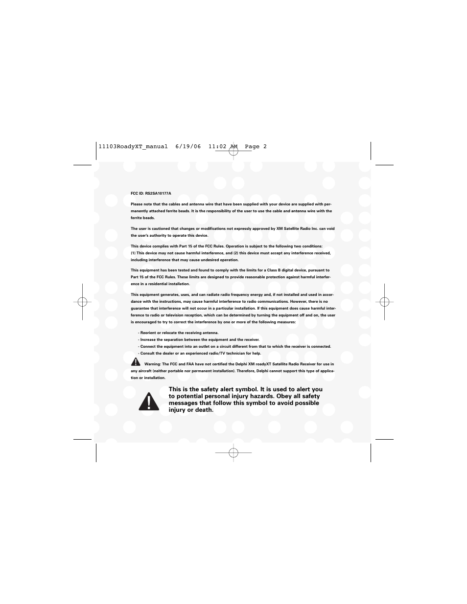 XM Satellite Radio SA10175 User Manual | Page 2 / 40