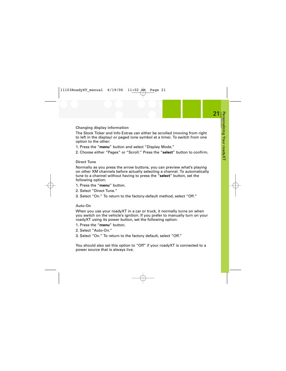 XM Satellite Radio SA10175 User Manual | Page 21 / 40