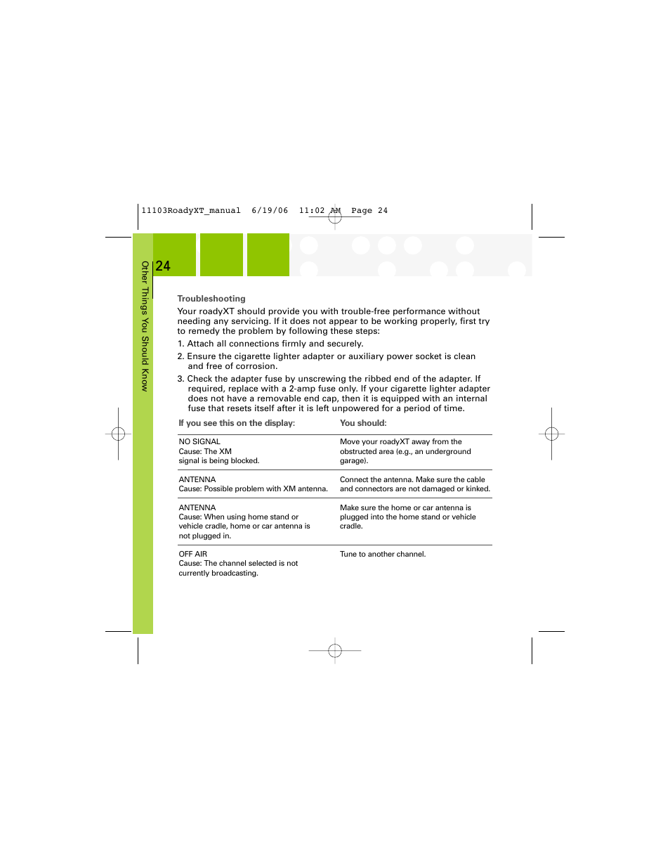 XM Satellite Radio SA10175 User Manual | Page 24 / 40