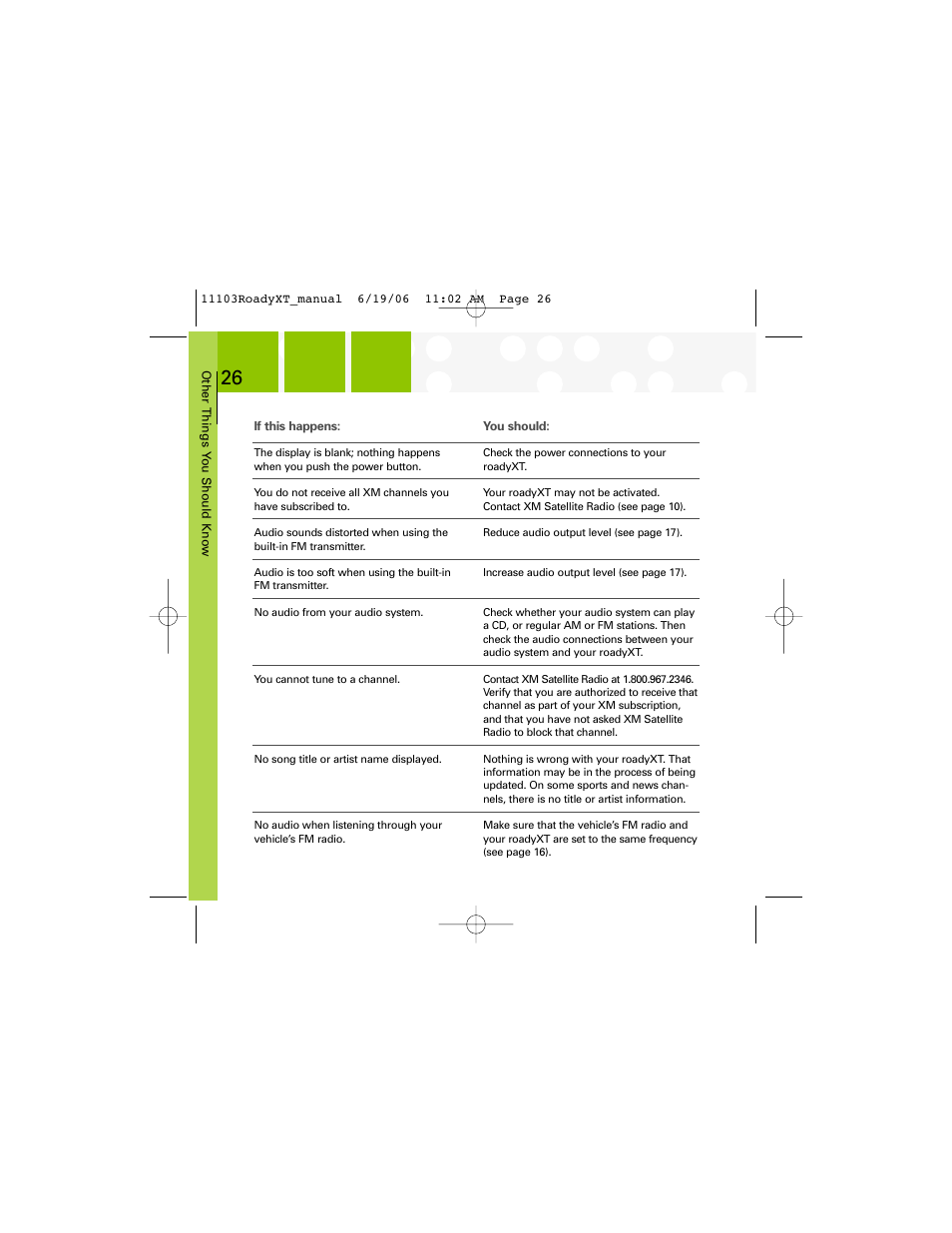 XM Satellite Radio SA10175 User Manual | Page 26 / 40
