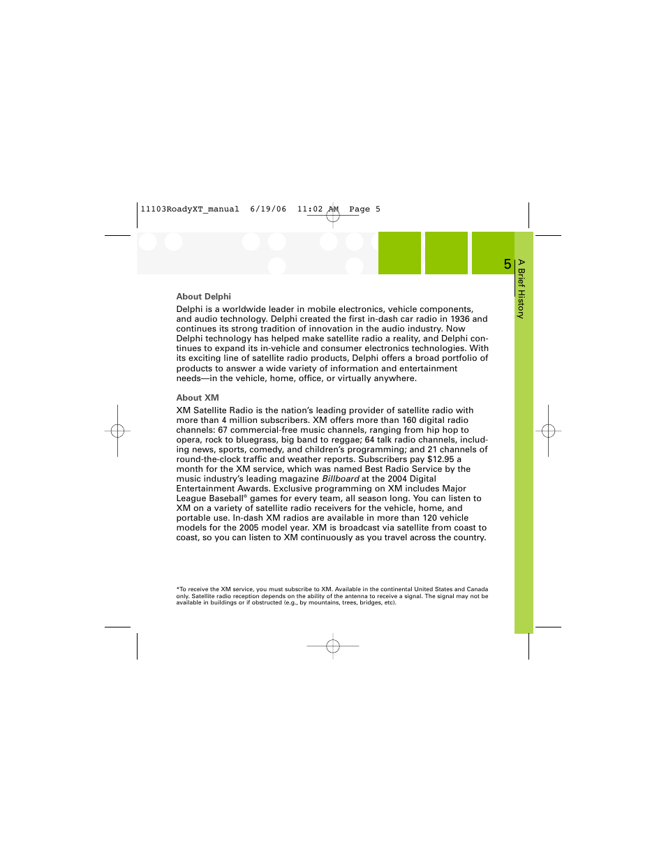 XM Satellite Radio SA10175 User Manual | Page 5 / 40