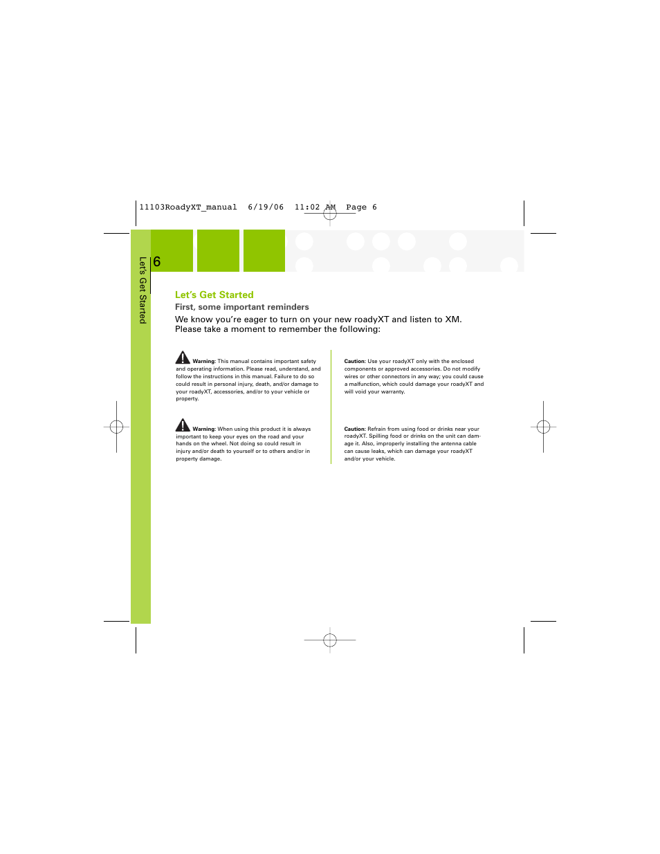 Let’s get started | XM Satellite Radio SA10175 User Manual | Page 6 / 40